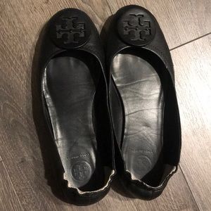 Tori Burch Black Travel Ballet Flats
